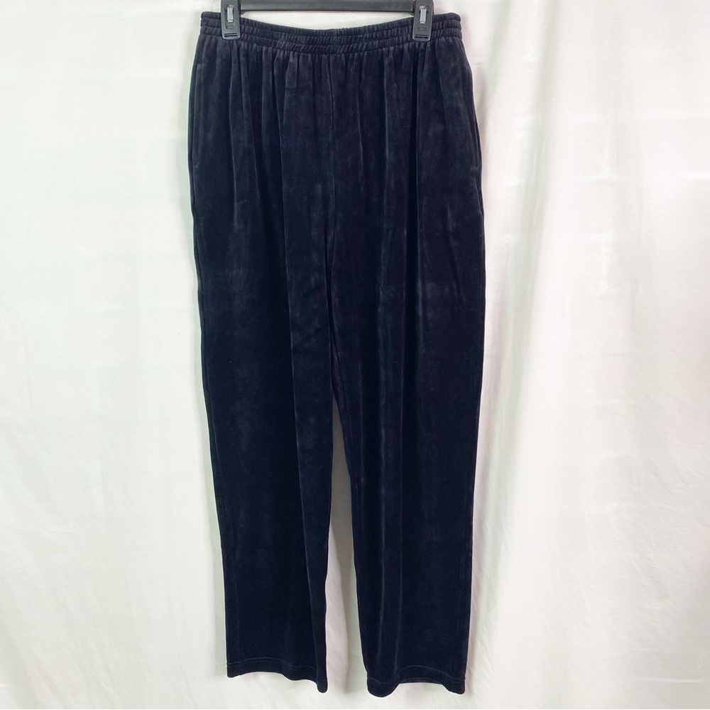 Vintage 90s Y2K Black Velour Elastic Waist Pull On Pants NEW NWT